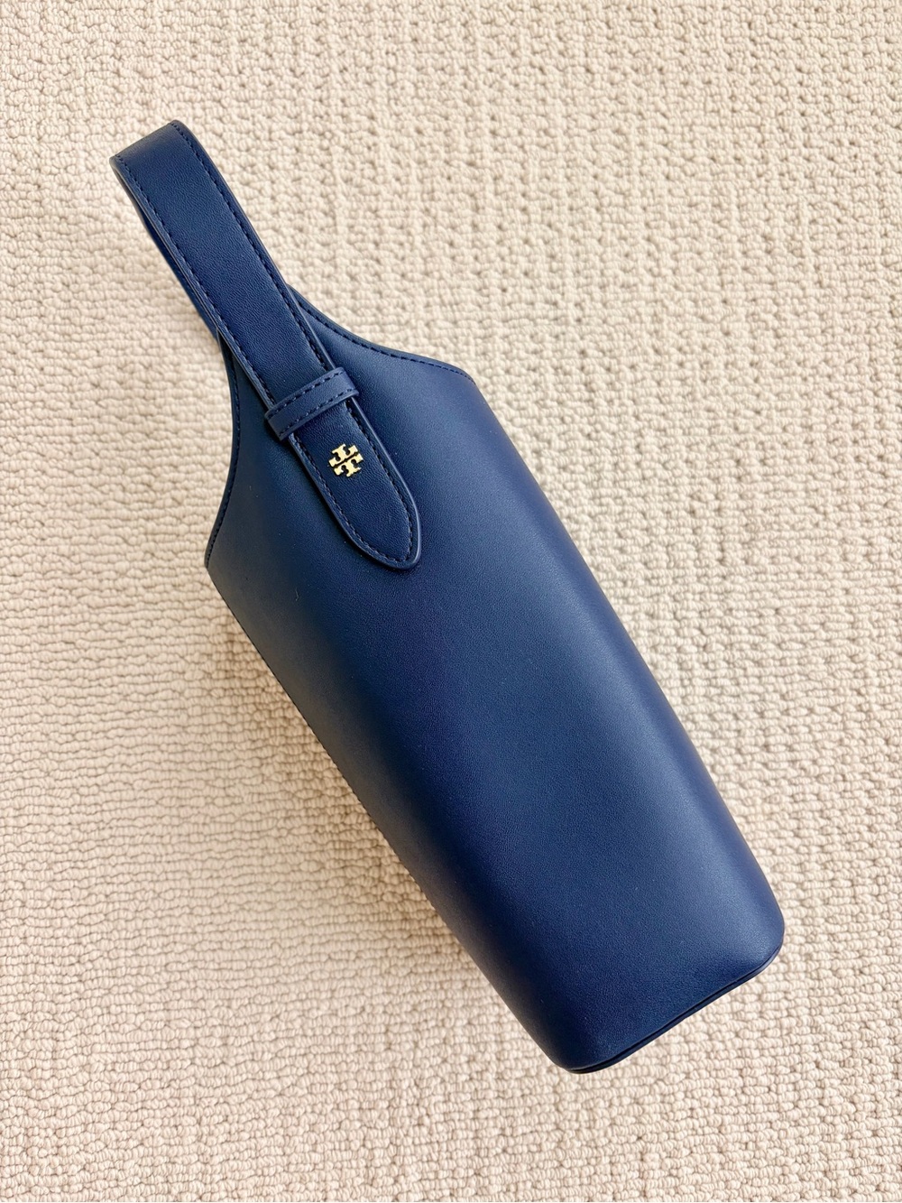 Tory Burch Navy Leather Bottle Tote Carrier NWOT